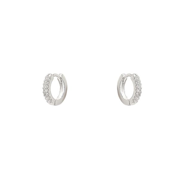 Brinco Argolinha Cravejada Luiza 1,1cm Prata 925