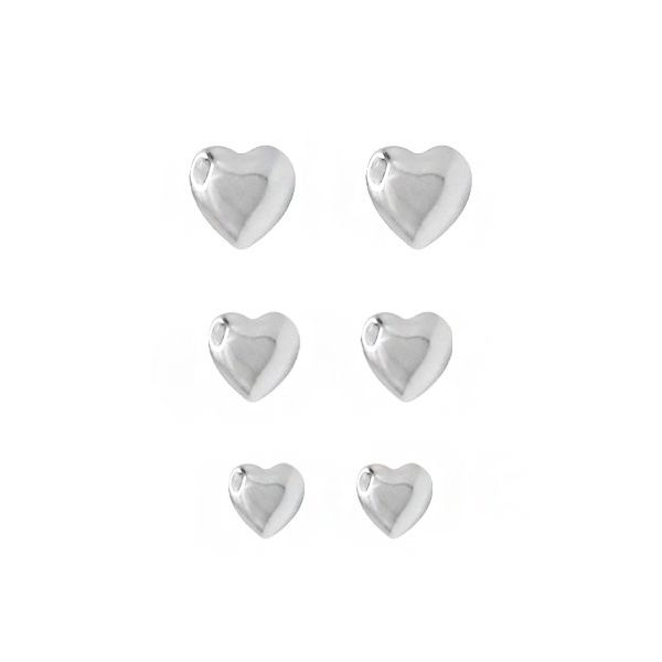 Trio Brinco Coração Liso Prata 925