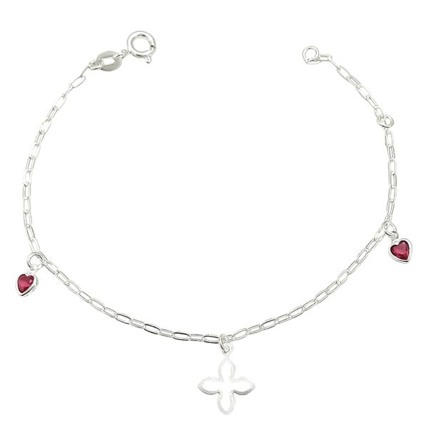 Pulseira Flor Zirconias Prata 925