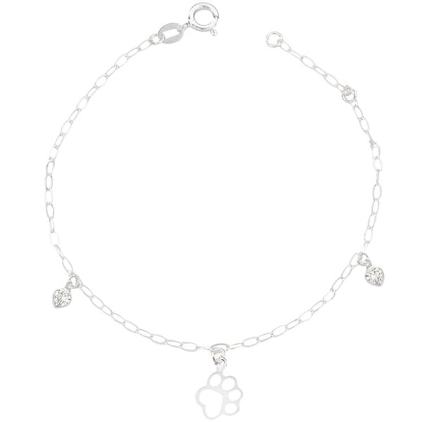 Tornozeleira Patinha Zirconias Prata 925