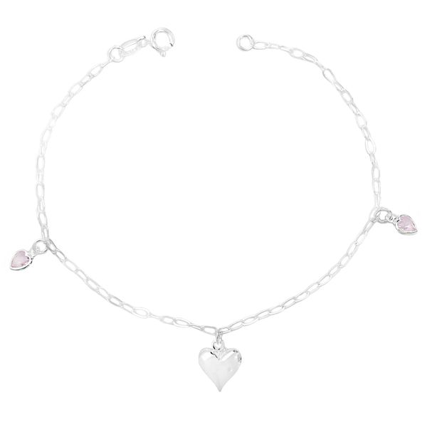 Pulseira Corações II Zircônia Color Prata 925