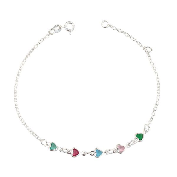 Pulseira Corações Deitados Color Prata 925