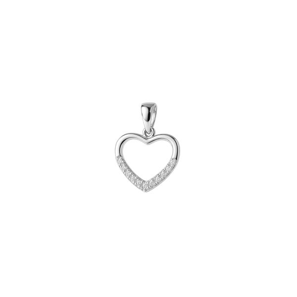 Pingente Coração 1,2cm com Zircônias Prata 925