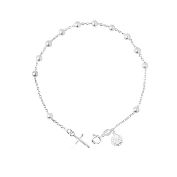 Pulseira Bolinhas São Bento e Cruz Prata 925