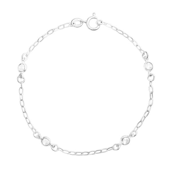 Pulseira Zircônias Cristais Tiffany Prata 925