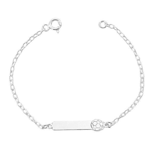 Pulseira Infantil Plaquinha Bola Prata 925