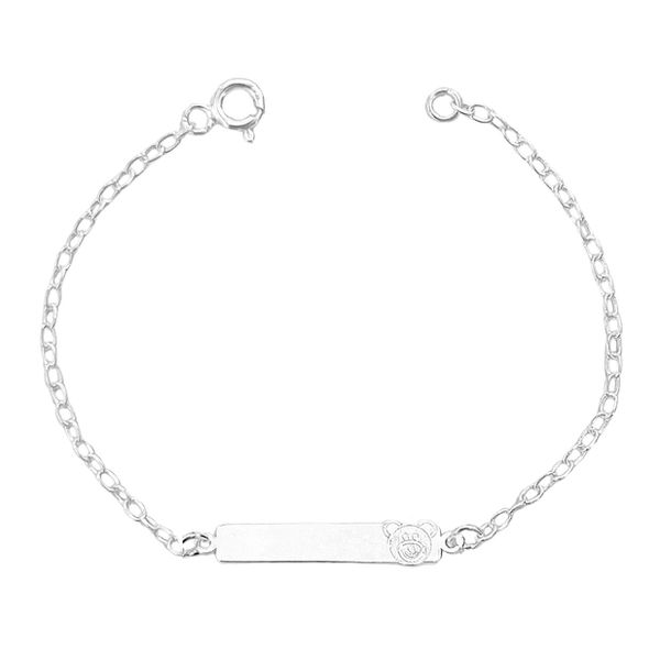 Pulseira Infantil Plaquinha Ursinho Prata 925