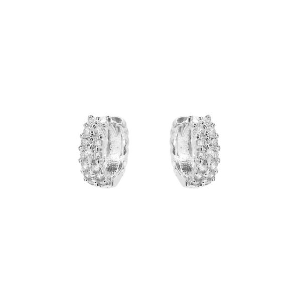 Brinco Argolinha Cravejada Madri Cristal G Prata 925