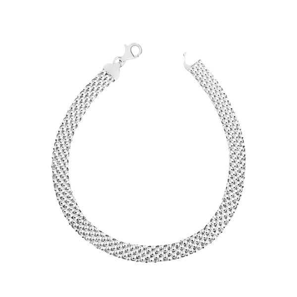 Pulseira Malha Pipoca 9mm Prata 925