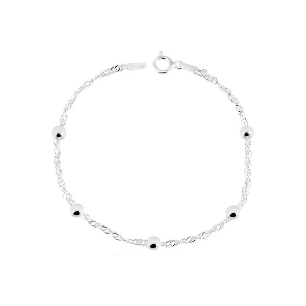 Pulseira Singapura Bolinhas Prata 925