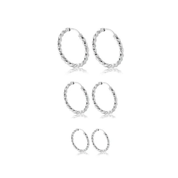 Trio Argola Torcida Prata 925