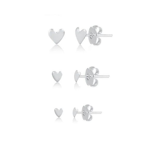 Trio Brinco Coração Liso Prata 925