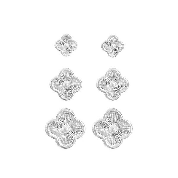Trio Brinco Trevo Prata 925