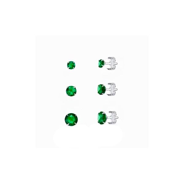 Trio Ponto de Luz Zircônia Esmeralda Prata 925