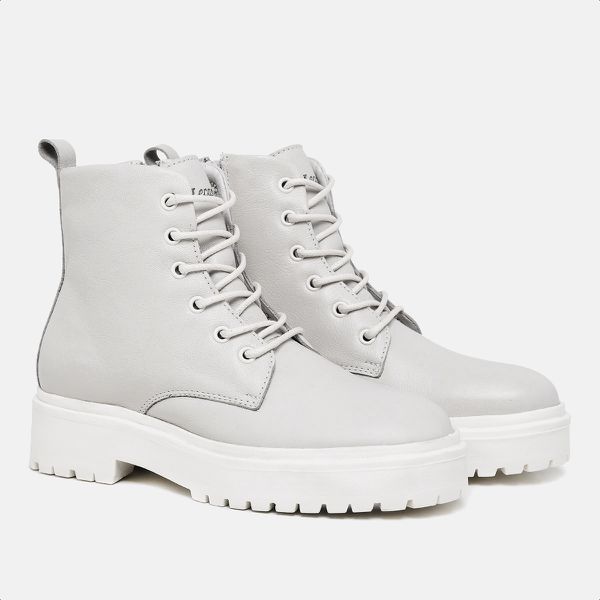 Bota Feminina Coturno Lecas Tratorada Off White