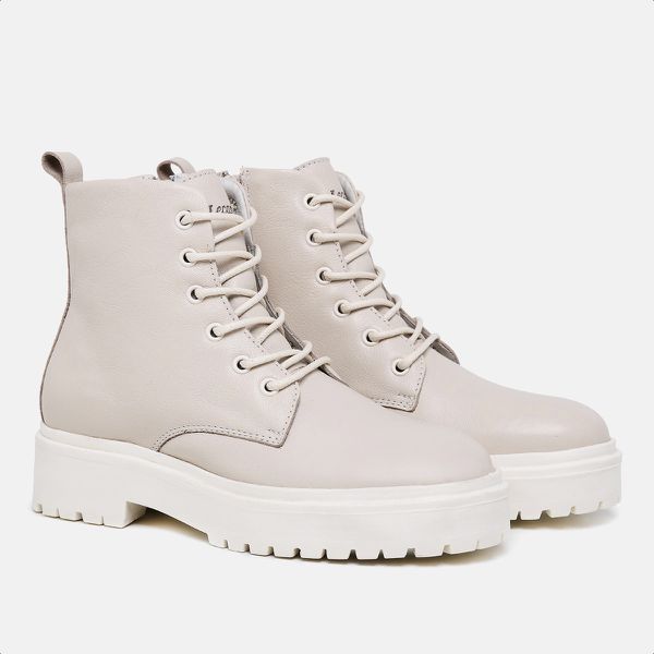 Bota Feminina Coturno Lecas Tratorada Off White