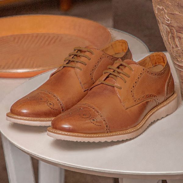 Sapato Masculino Brogue Premium Estampa Dama Couro