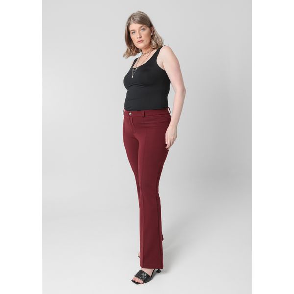 Calça Paris Marsala Cotton Collor Malha Flare