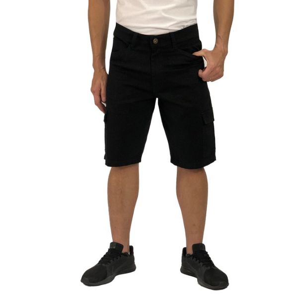 Bermuda masculina cargo preta macaw 