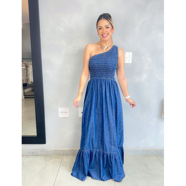 VESTIDO JEANS LASTEX NULA MANGA