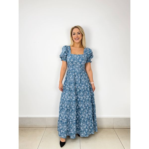 VESTIDO PRINCESA AZUL ESTAMPADO