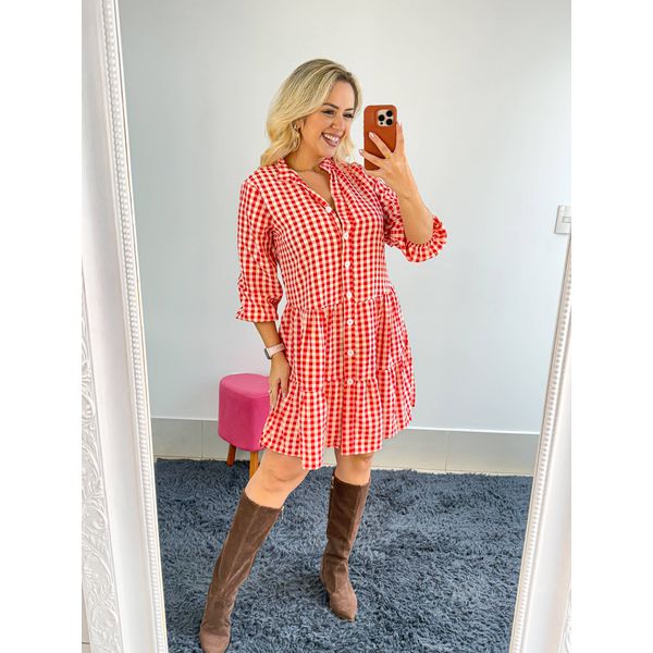 VESTIDO XADREZ VERMELHO 
