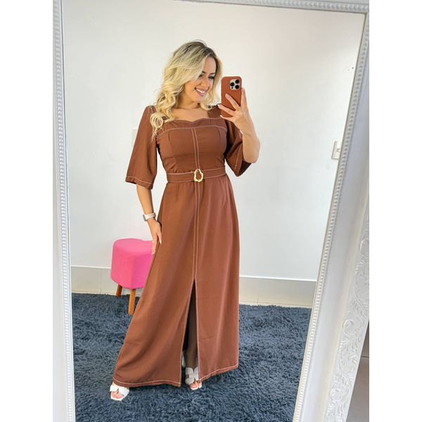 VESTIDO MARIELA MARROM 