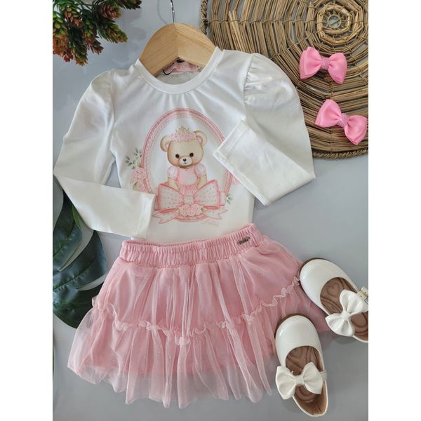 Conj Fem Inv Saia Tule Rosa Kukie N/i