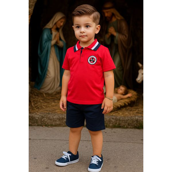 Conj Mas Polo Flight Kyly Vermelho