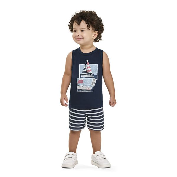 Conj Mas Regata Barco Elian Azul Marinho