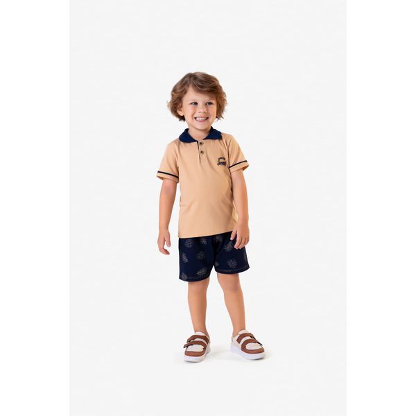 Conj Masc Polo Bege Tileesul Bege