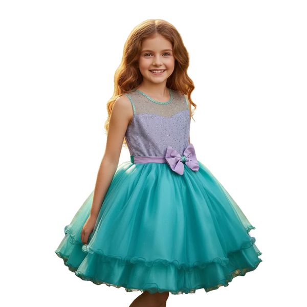 Vestido Infantil Juvenil Sereia Ariel Brilho Aniversário 