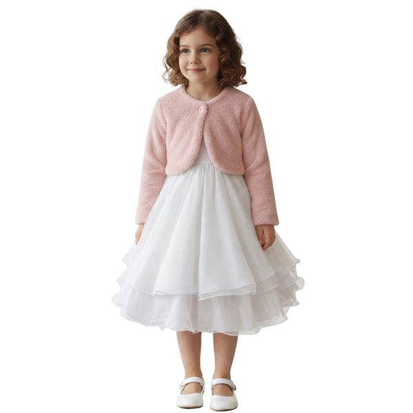 Casaquinho Bolero Rosa Infantil Juvenil Menina Plush Inverno Aniversario 