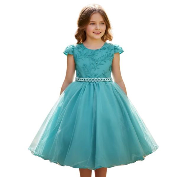 Vestido Juvenil Princesa Verde Bordado Casamento Batizado Curto