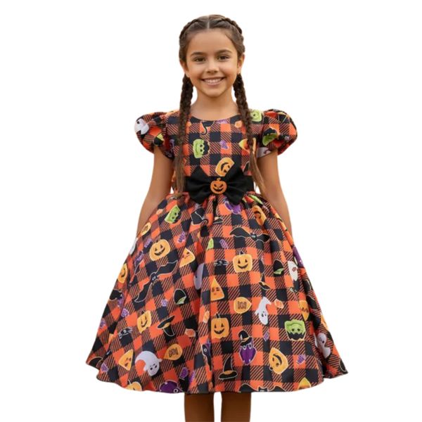 Vestido Infantil Juvenil Preto Fantasia Halloween Festa Temática 