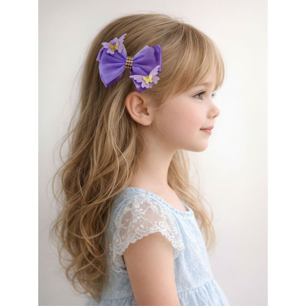 Presilha Laço Infantil Lilás Jardim Encantado Borboletas 