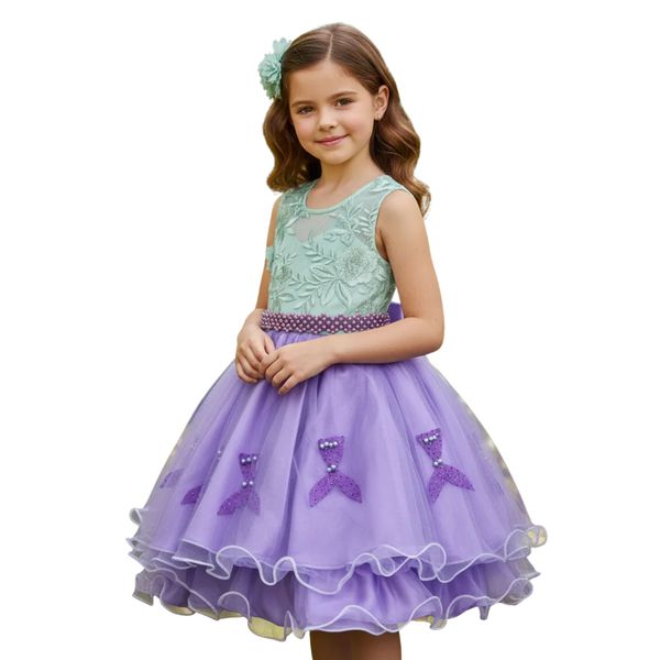 Vestido Infantil Ariel Princesa Sereia Aniversário Fantasia