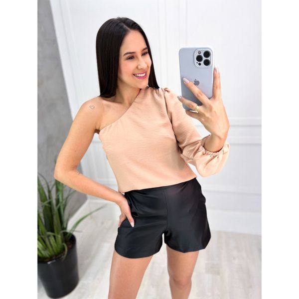 Blusa Crepe Ombro S Nude Lelle Co