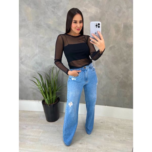 Blusa tule discount com calça jeans