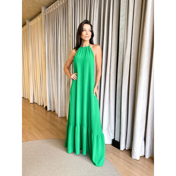 Vestido frente unica com decote 2025 nas costas