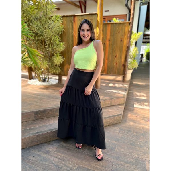 Saia de discount crepe longa