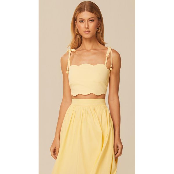Top com Recortes em Malha Amarelo
