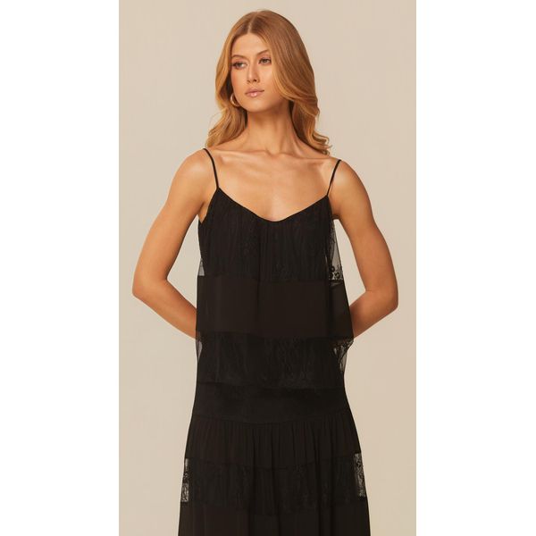 Blusa de Alça com Renda Preto