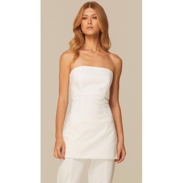 Blusa Alongada sem Alças Branco