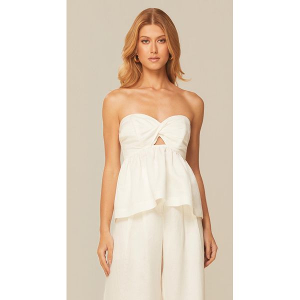 Blusa sem Alças em Viscolinho Off
