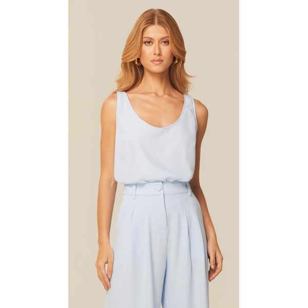 Blusa Regata com Decote U Azul