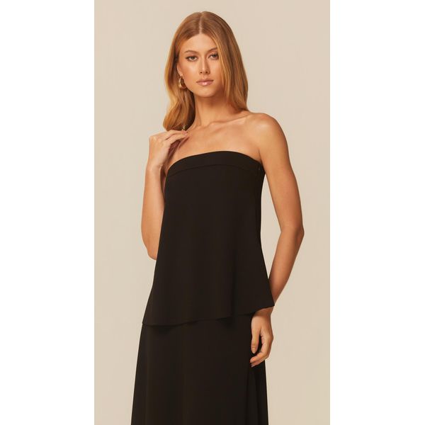 Blusa sem Alças em Malha Crepe Preto
