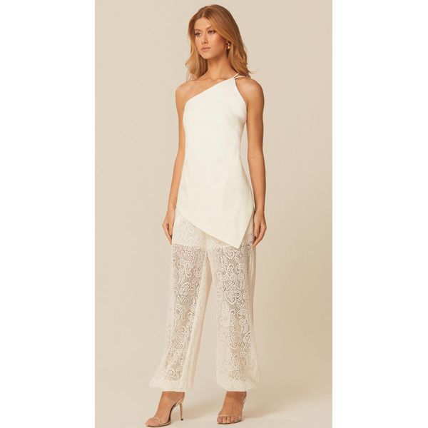 Blusa Frente Única em Viscolinho Off 