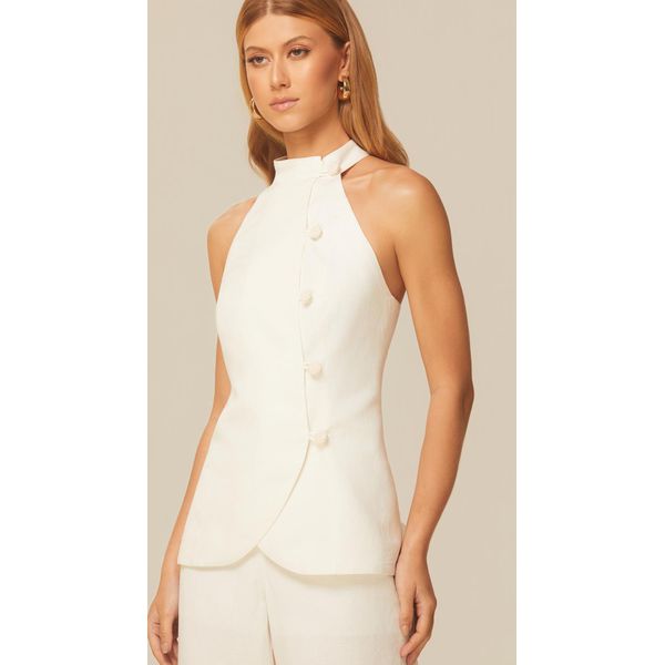 Blusa com Transpasse em Linho Off