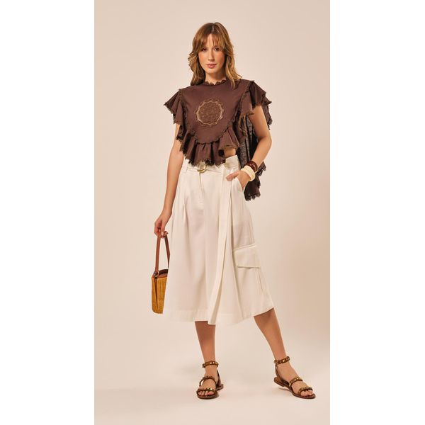 Bermuda midi Cintura Alta Off 